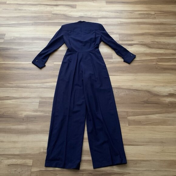 Alexander Julian Women’s Medium Jumpsuit Navy Blue Military Style 80’s Vintage - Picture 10 of 13